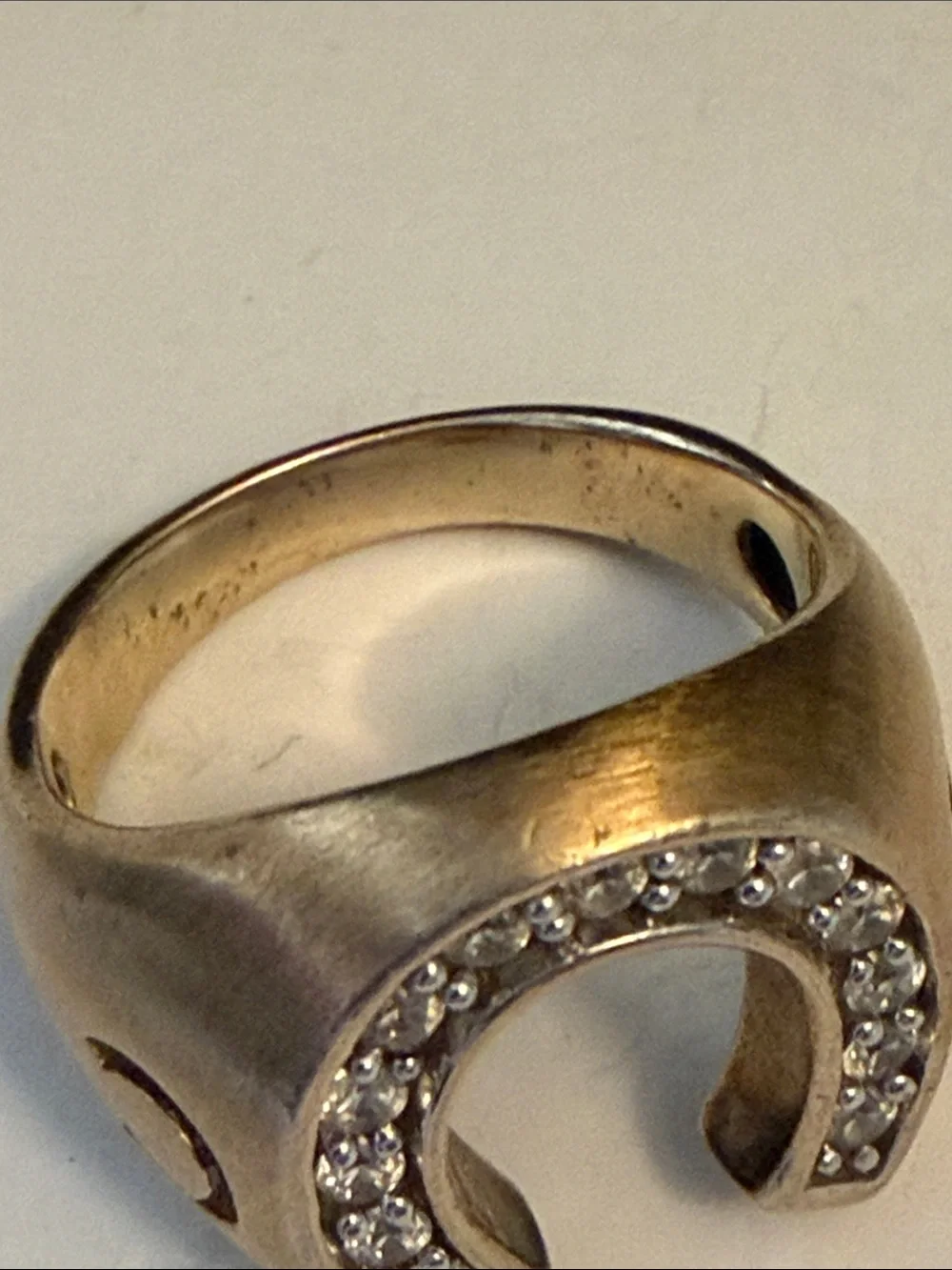 Vtg SAZ Gold over 925 Horseshoe Ring
